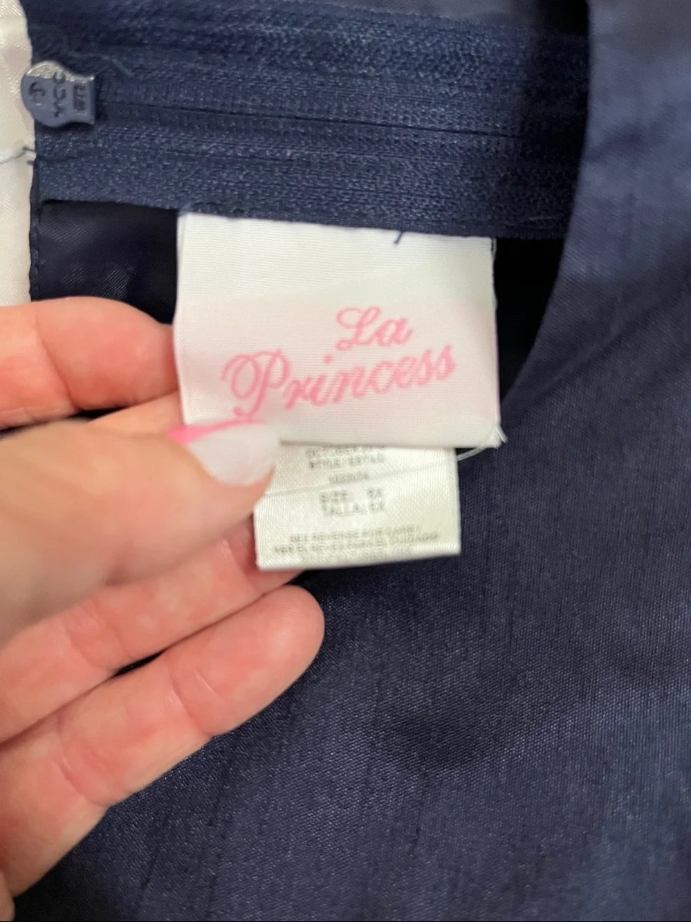 La Princessa Navy and White Striped Flower-Applique Formal Dress size 6x